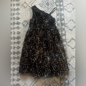Grace Karin Black and Gold Sequin Kids Dress